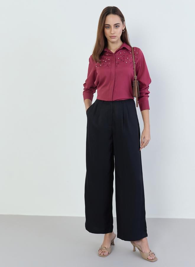 Styli Women Black Wide Leg Trousers - Image 1